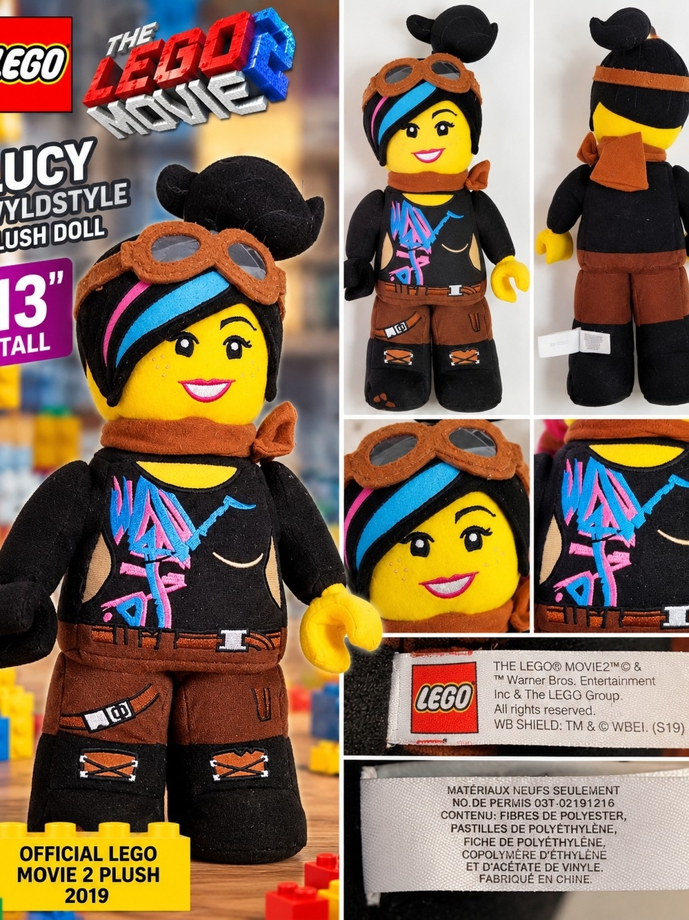 LEGO Movie 2 Lucy Wyldstyle Plush Doll 13" Goggles Warner Bros 2019